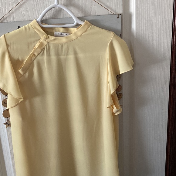 Babaton ruffle short sleeve chiffon blouse - Picture 3 of 5